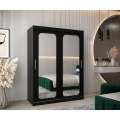 Garderobeskap PROMO T3 150x200 cm - svart matt - skyvedører - speil