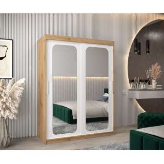 Garderobeskap PROMO T3 150x200 cm - eik artisan - skyvedører - speil