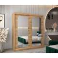 Garderobeskap PROMO T3 180x200 cm - eik artisan - skyvedører - speil