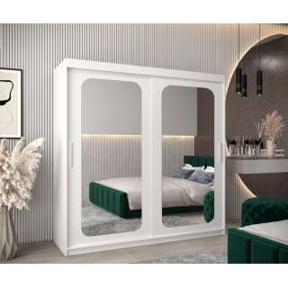 Garderobeskap PROMO T3 200x200 cm - hvit matt - skyvedører - speil