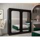 Garderobeskap PROMO T3 200x200 cm - svart matt - skyvedører - speil