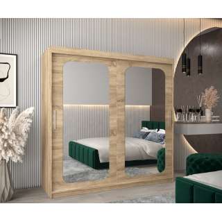 Garderobeskap PROMO T3 200x200 cm - eik sonoma - skyvedører - speil