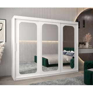 Garderobeskap PROMO T3 250x200 cm - hvit matt - skyvedører - speil