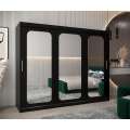 Garderobeskap PROMO T3 250x200 cm - svart matt - skyvedører - speil
