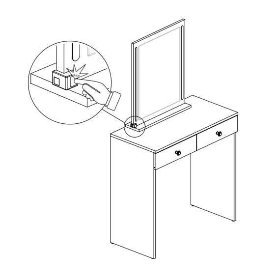 Sminkebord Bijou 80x140 cm - hvit matt - med speil