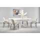 Spisebord VIVALDI 160-200 cm - hvit marmor imitasjon - metal ben
