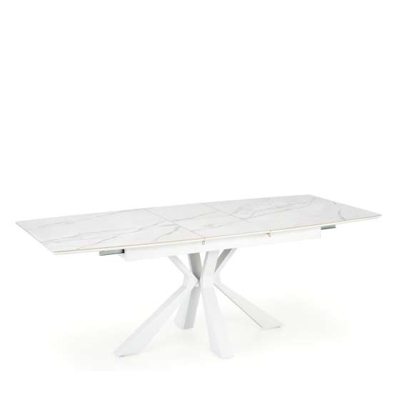 Spisebord VIVALDI 160-200 cm - hvit marmor imitasjon - metal ben