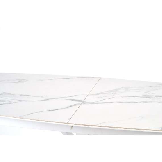 Spisebord VIVALDI 160-200 cm - hvit marmor imitasjon - metal ben