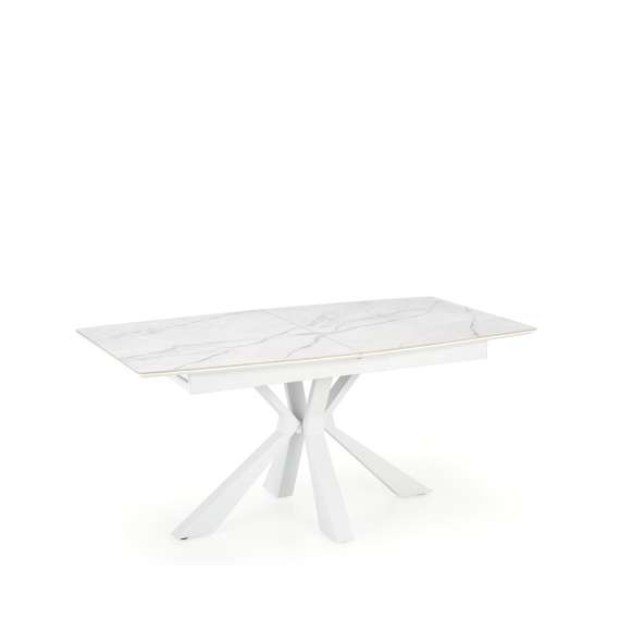 Spisebord VIVALDI 160-200 cm - hvit marmor imitasjon - metal ben