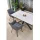 Spisebord PLATAN 140-180 cm - hvit marmor imitasjon - metal ben