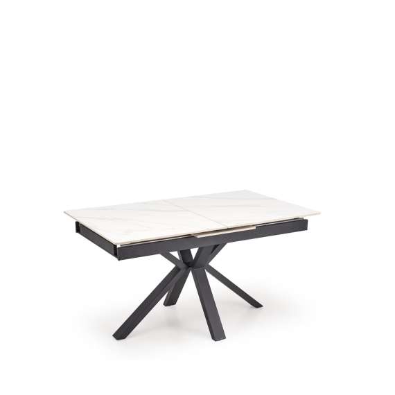 Spisebord PLATAN 140-180 cm - hvit marmor imitasjon - metal ben
