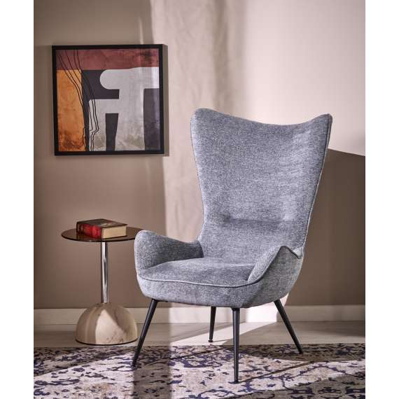 Lenestol JUKON - grå - svart metall ben