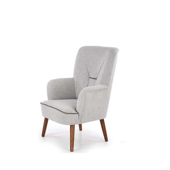 Lenestol BISHOP - lys grå - valnøtt bein