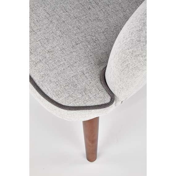 Lenestol BISHOP - lys grå - valnøtt bein