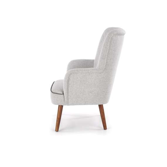 Lenestol BISHOP - lys grå - valnøtt bein