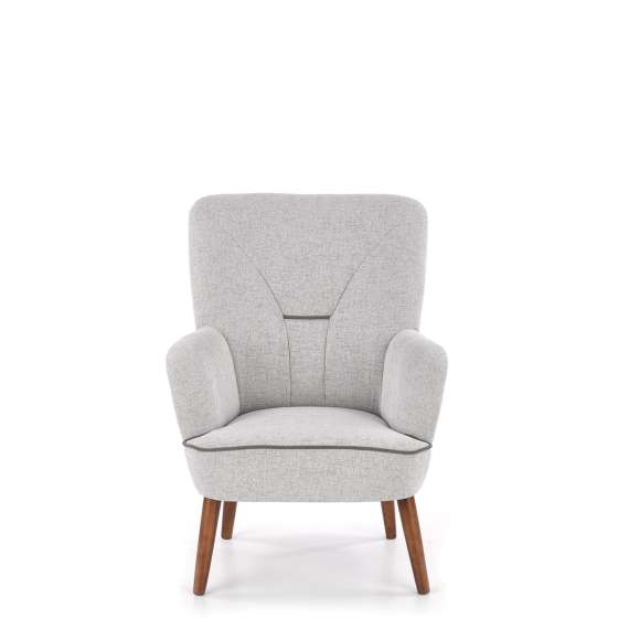 Lenestol BISHOP - lys grå - valnøtt bein