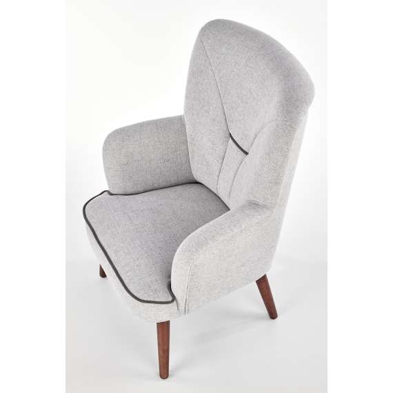 Lenestol BISHOP - lys grå - valnøtt bein