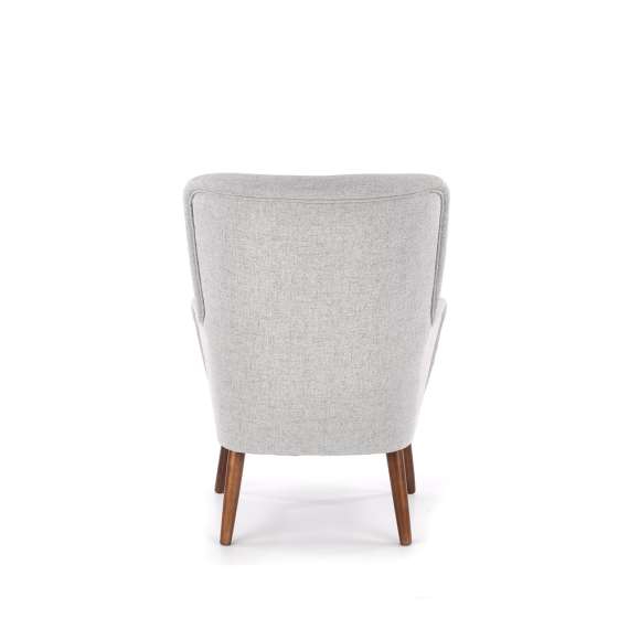 Lenestol BISHOP - lys grå - valnøtt bein