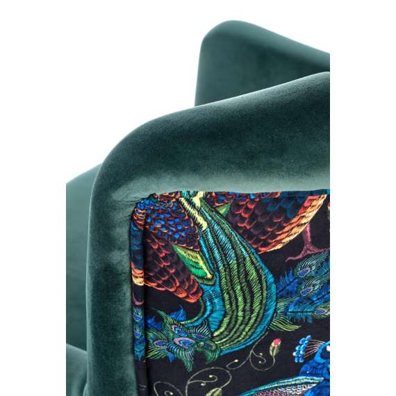 Lenestol PAGONI - flaskegrønn velvet - svart tre bein