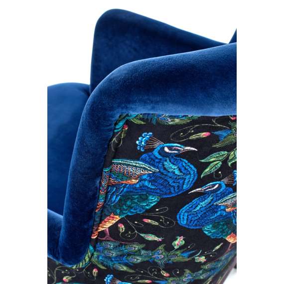 Lenestol PAGONI - marineblå velvet - svart tre bein