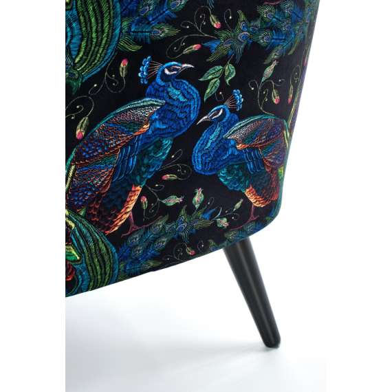 Lenestol PAGONI - marineblå velvet - svart tre bein