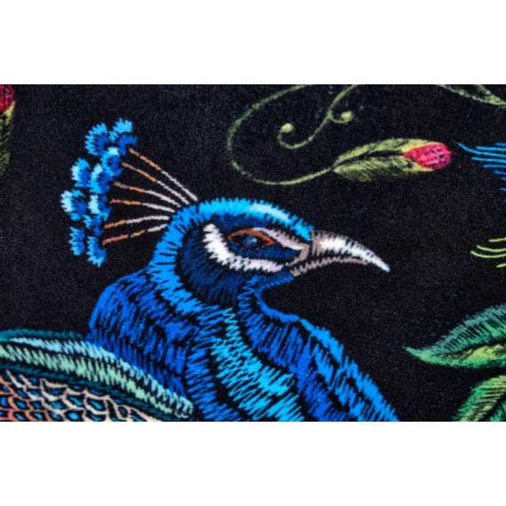 Lenestol PAGONI - marineblå velvet - svart tre bein