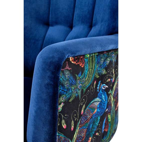 Lenestol PAGONI - marineblå velvet - svart tre bein