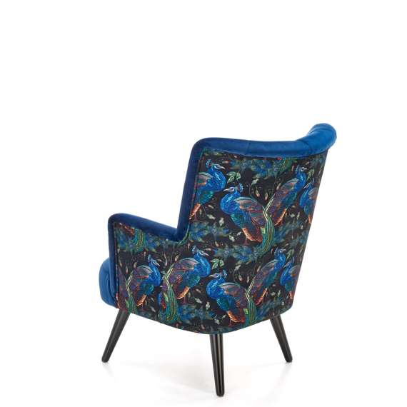 Lenestol PAGONI - marineblå velvet - svart tre bein