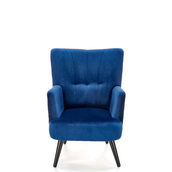 Lenestol PAGONI - marineblå velvet - svart tre bein