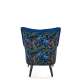 Lenestol PAGONI - marineblå velvet - svart tre bein