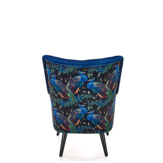 Lenestol PAGONI - marineblå velvet - svart tre bein