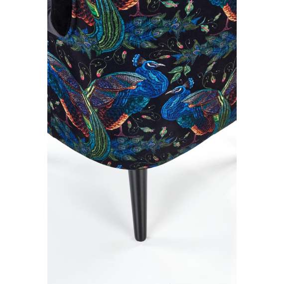 Lenestol PAGONI - svart velvet - svart tre bein