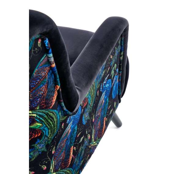 Lenestol PAGONI - svart velvet - svart tre bein