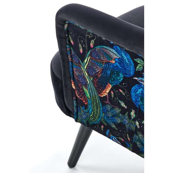 Lenestol PAGONI - svart velvet - svart tre bein