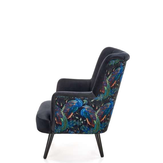 Lenestol PAGONI - svart velvet - svart tre bein