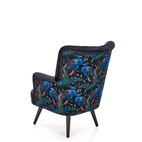 Lenestol PAGONI - svart velvet - svart tre bein