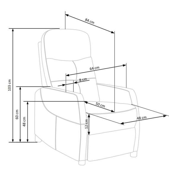 Lenestol FELIPE 2 - reclinerfunksjon - beige velvet
