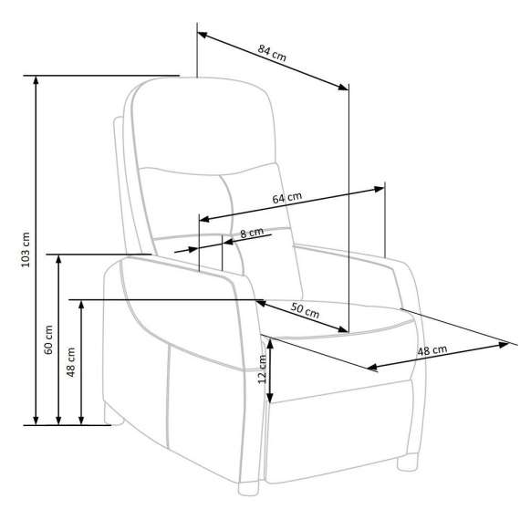 Lenestol FELIPE 2 - reclinerfunksjon - kanel velvet