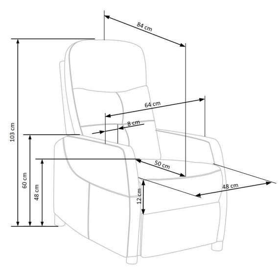 Lenestol FELIPE 2 - reclinerfunksjon - marineblå velvet