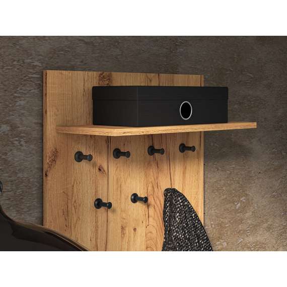 Veggpanell med hylle VASCO  - eik craft - 60x138 cm