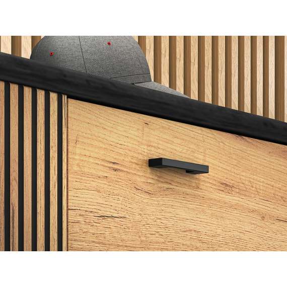 Skobenk VASCO 60x49 cm - 1 dør - eik craft gold - svart sittepute