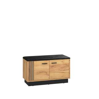 Skobenk VASCO 80x49 cm - 2 dører - eik craft gold - svart sittepute