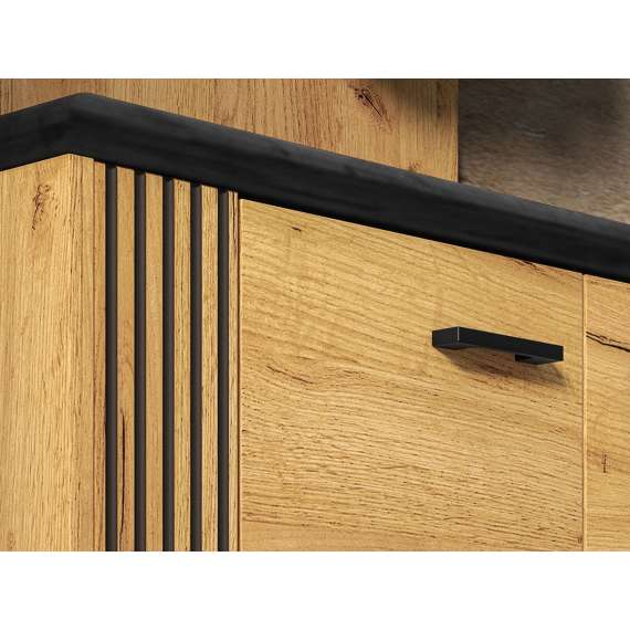 Skobenk VASCO 80x49 cm - 2 dører - eik craft gold - svart sittepute