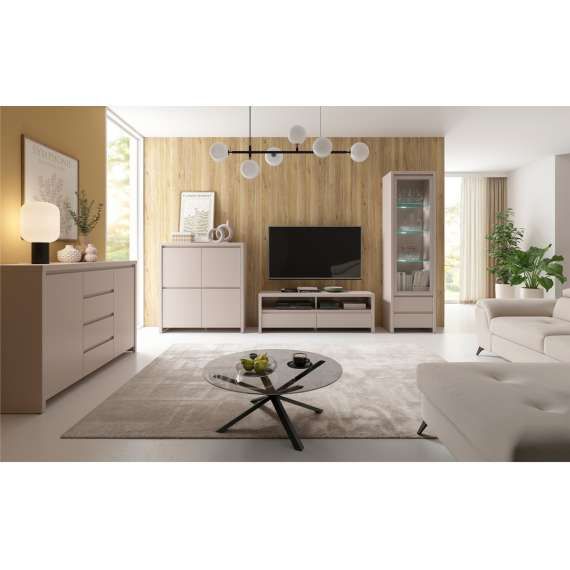 Tv-benk KASPIAN 144x49 cm - cashmere - 2 skuffer