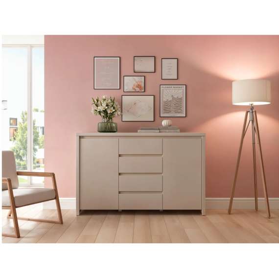 Skjenk KASPIAN 144x92 cm - cashmere - 4 skuffer - 2 dører