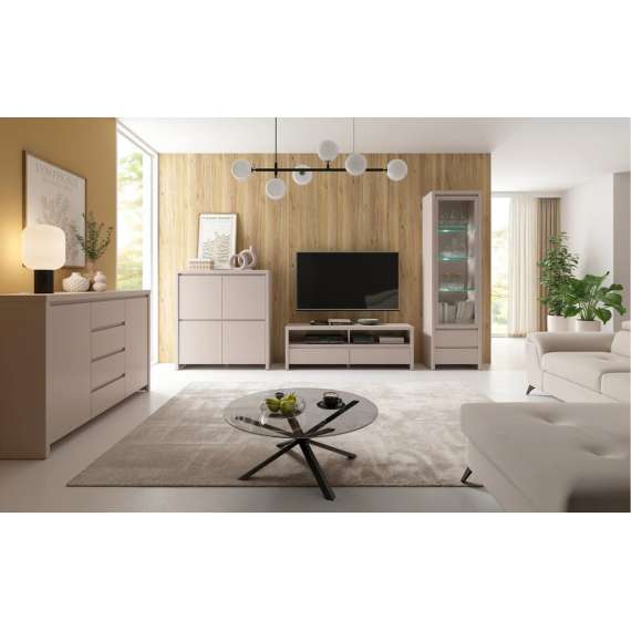 Skjenk KASPIAN 144x92 cm - cashmere - 4 skuffer - 2 dører