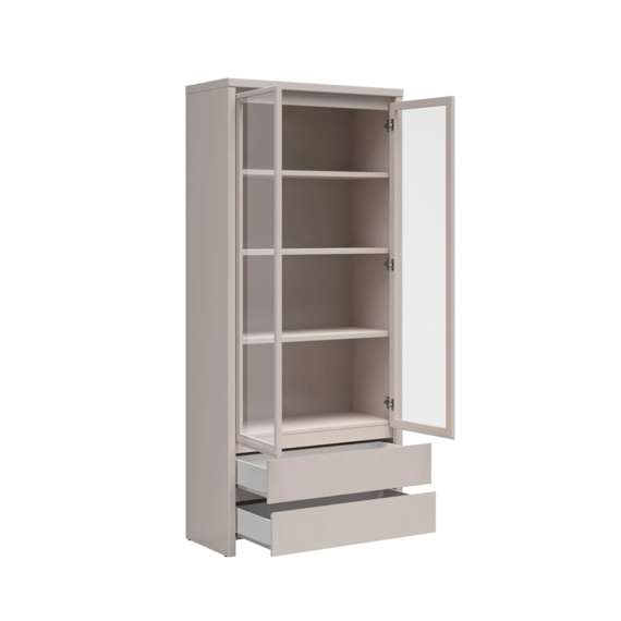 Vitrineskap KASPIAN 90x200 cm - cashmere - 2 dører - 2 skuffer
