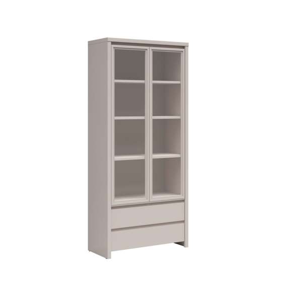 Vitrineskap KASPIAN 90x200 cm - cashmere - 2 dører - 2 skuffer