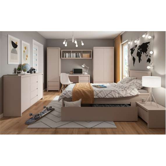 Skap KASPIAN 56x200 cm - cashmere - 1 dør - 2 skuffer