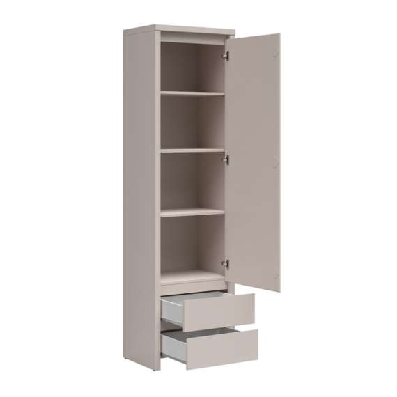 Skap KASPIAN 56x200 cm - cashmere - 1 dør - 2 skuffer